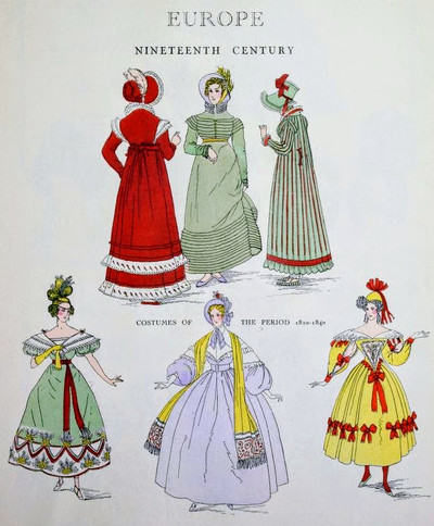 Europe Nineteeth Century - Costumes of the period 1820-1840